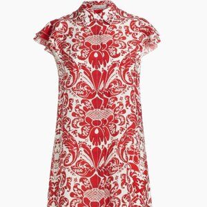 Alice & Olivia Jem Floral Ruffle-Sleeve Mini Shirt Dress- Size Small